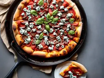 Pizza with NY Strip, Blue Cheese and Balsamic Glaze