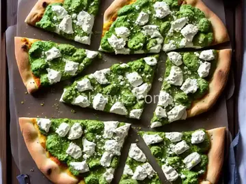 Pizza with Pesto, Ricotta, and Mozzarella Recipe