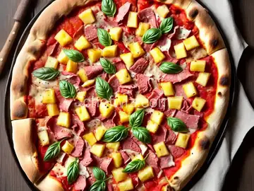 Pizza with Pineapple and Ham