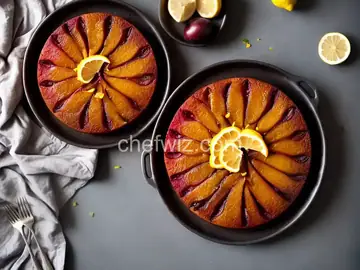 Plum Upside-Down Cake with Lemon