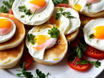 Poached Eggs on English Muffins with Helga's Hollandaise