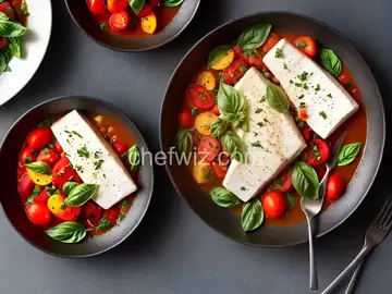 Poached Halibut with Tomato and Basil
