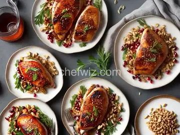 Pomegranate-Glazed Chicken with Buttery Pine Nuts