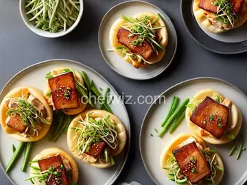 Pork Belly Buns with Spicy Mayo, Scallions, and Pickled Bean Sprouts Recipe