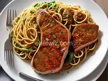 Pork Chop Piccata with Spaghetti