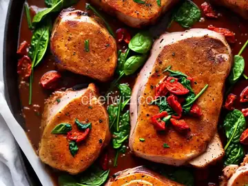 Pork Chops Stuffed with Sun-Dried Tomatoes and Spinach