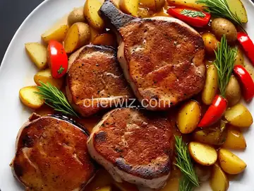 Pork Chops With Potatoes and Vinegar Peppers Recipe