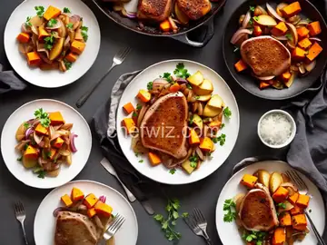 Pork Chops with Apples, Onions, and Sweet Potatoes