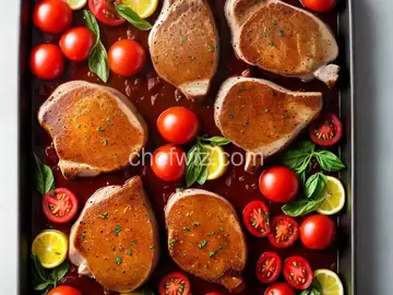 Pork Chops with Fresh Tomato, Onion, Garlic, and Feta
