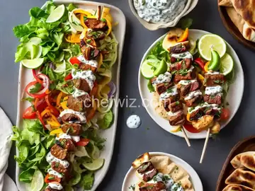 Pork Souvlaki With Pita and Tzatziki
