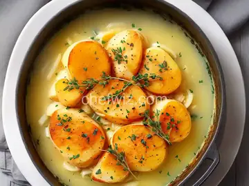 Potato Gratin With Chicken Broth, Garlic and Thyme