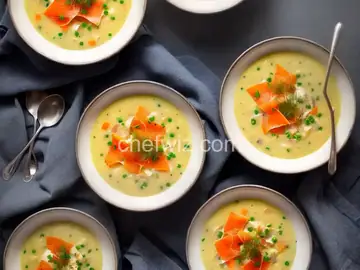 Potato Soup with Gravlax Rosettes