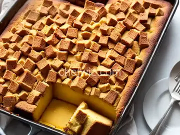 Pound Cake Bread Pudding with Leftover Halloween Candy