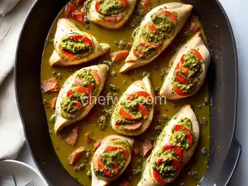 Prosciutto-Stuffed Baked Chicken Breasts with Pesto