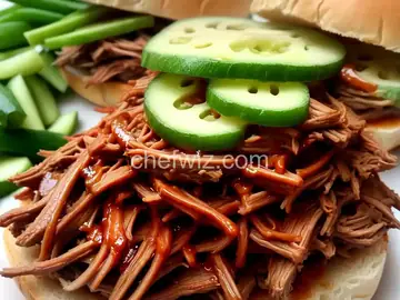 Pulled Pork Sandwich with Black Pepper Vinegar Sauce and Green Onion Slaw