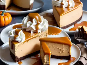 Pumpkin Gingersnap Cheesecake with Salted Caramel Sauce