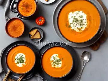 Pumpkin Tomato Soup With Grilled Swiss Cheese Sticks
