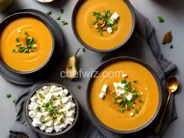 Pumpkin and Pear Bisque with Goat Cheese