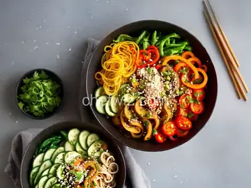 Quick Noodle-Veggie Bowls