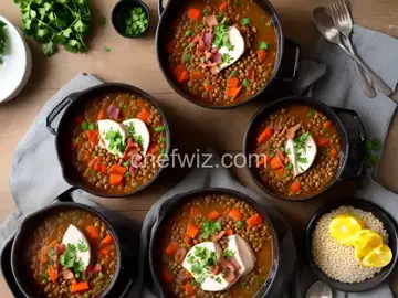 Quick and Easy Pressure Cooker Chicken, Lentil, and Bacon Stew With Carrots