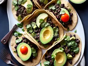 Quinoa Black Bean Tacos with Creamy Avocado Sauce