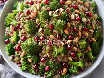 Quinoa Salad with Broccoli, Nuts, and Pomegranate