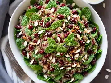 Quinoa Salad with Mint, Almonds and Cranberries