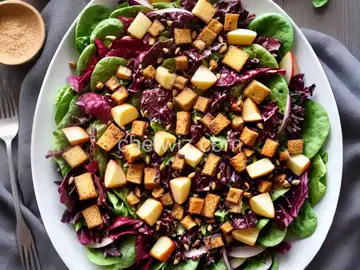Radicchio and Apple Salad With Mustardy Croutons