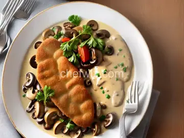 Rahmschnitzel (German Schnitzel in Creamy Mushroom Sauce)