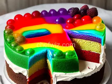 Rainbow jello shot cake