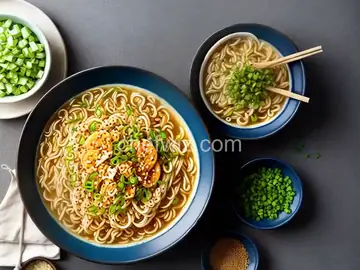 Ramen Noodles With Spring Onions and Garlic Crisp