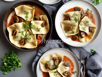 Ravioli Filled with Porcini Mushrooms and Two Cheeses