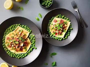 Ravioli with Lemon, Peas and Pancetta