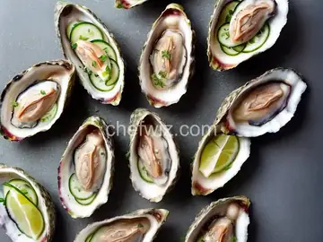 Raw Oysters on the Half Shell with Cucumber Mignonette