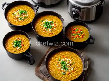 Red Lentil and Yellow Split Pea Soup Made with a Pressure Cooker