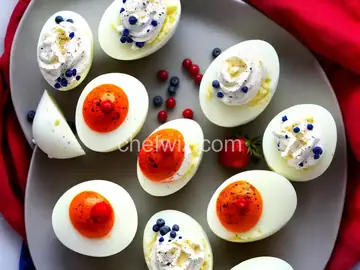 Red, White and Blue Deviled Eggs