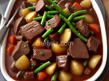 Red Wine Beef Stew with Potatoes and Green Beans