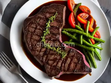 Rib-Eye Steak au Poivre with Balsamic Reduction