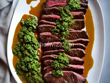 Rib-Eye Steak with Chimichurri Marinade and Dried Chile-Mustard Sauce