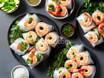 Rice Paper Rolls with Shrimp and Fresh Herbs