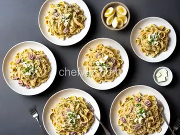 Rich Pasta Carbonara with Milk and a Whole Egg