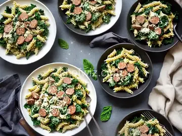 Ricotta-Pesto Pasta with Sausage and Kale