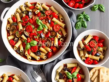 Rigatoni With Eggplant, Peppers, and Tomatoes