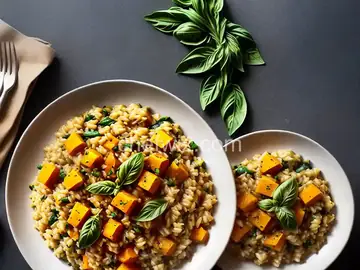 Risotto With Butternut Squash, Leeks, and Basil