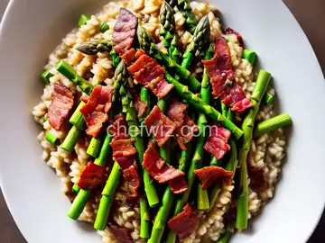 Risotto with Asparagus and Bison Bacon