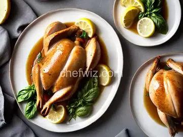 Roast Chicken Au Jus with Lemon and Basil