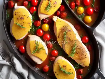 Roast Chicken Breast with Polenta and Cherry Tomatoes