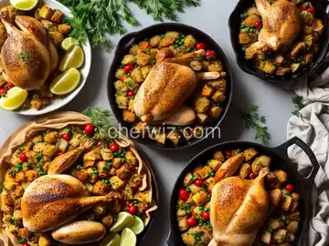 Roast Chicken with Skillet Stuffing