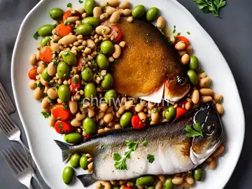 Roast Fish with Cannellini Beans and Green Olives