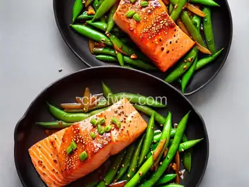 Roast Salmon with Miso Glaze and Sugar Snap Peas